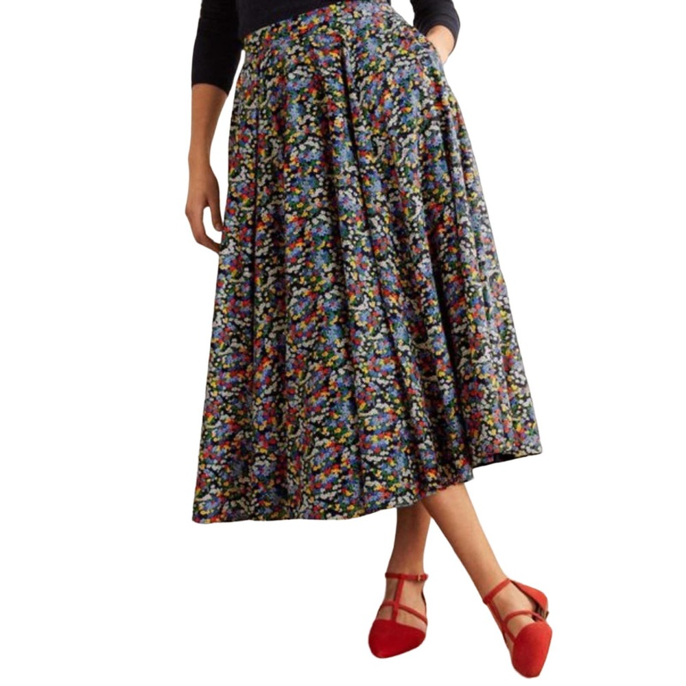 BODEN Blue Corinne Full Skirt French Ditsy Field Printed 8 M